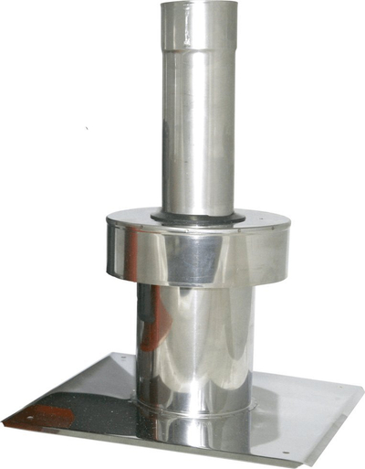 Terminal vertikal oxhaku SpiroFlex RSK.SX TDNV60/100ZPDN, koaksial 60/100 mm, çelik inoksi, me pllakë çatie