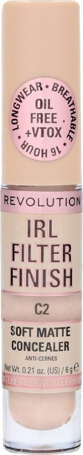 Korrektor Makeup Revolution IRL Filter 16H Hydrating Full Coverage C2, mbulim i plotë, ngjyrë e çelët