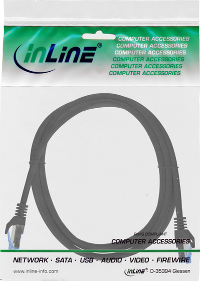 Kabllo rrjeti InLine Cat.6A SFTP, 10 Gbit/s, 3m, e zezë