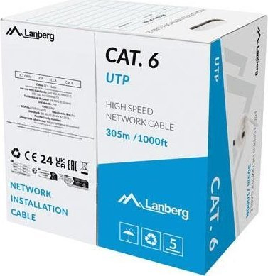 Kabllo rrjeti LANBERG UTP Cat6, 305m, CCA, gri