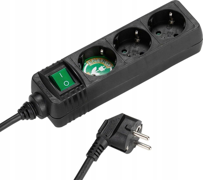 Zgjatues elektrik Vivanco 27015, 3 priza Schuko, me buton ndezje/fikje, i zi