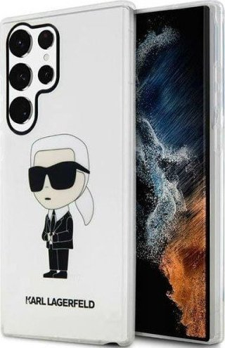 Kuti telefoni Karl Lagerfeld KLHCS23LHNIKTCT për Samsung Galaxy S23 Ultra, hardcase transparente, e bardhë