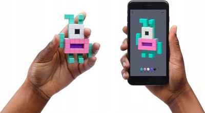 Lodër magnetike PIXIO Mini Dinos, blloqe për ndërtim, set për kalamaj, me shumë ngjyra