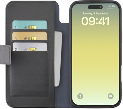 Mbajtëse telefoni Cellularline Book Agenda 2, me xhepa për kartela, mbyllje me magnet, ngjyrë e zezë