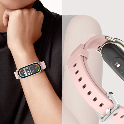 Rrip dore Tech-Protect Iconband Classic për Xiaomi Smart Band 8 9 10 NFC, silikon, rozë e çelët