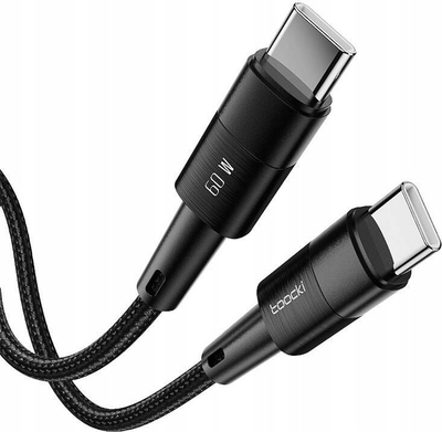 Kabllo USB C Toocki TXCTT2-YS03, 1m, 60W PD, e zezë