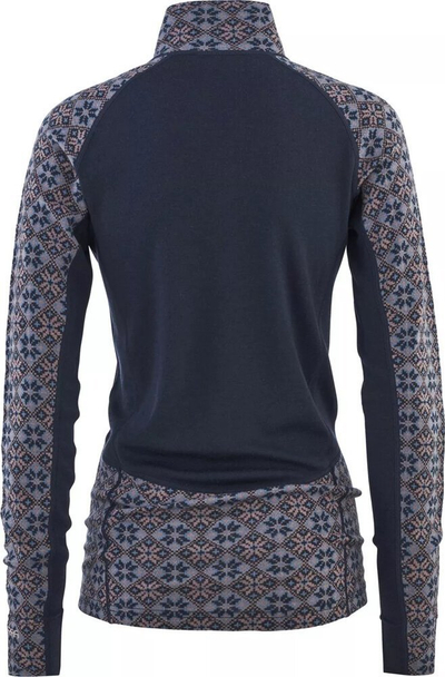 Bluzë termo për goca Kari Traa Rose Light HZ, 100% lesh Merino, gjysmë zinxhir, blu me motiv