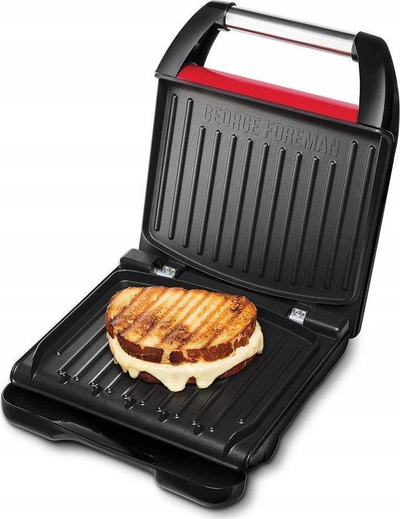 Grill elektrik George Foreman Compact Fitness, kompakt, pjatë e pjerrët, i kuq
