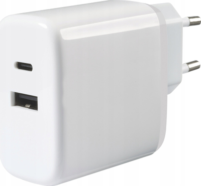 Karikues muri Vivanco 65W, GaN, 2 porta USB, me kabllo USB C, i bardhë