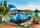 Set lodrash Playmobil FamilyFun 71423, makinë me karvan, 128 copë, blu