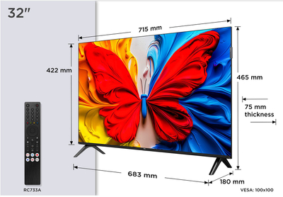 Телевизор TCL 32S5K, 32", QLED, Full HD, Паметен ТВ, црн