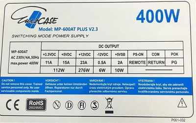 Напојување EuroCase MP-600AT ATX, 400W