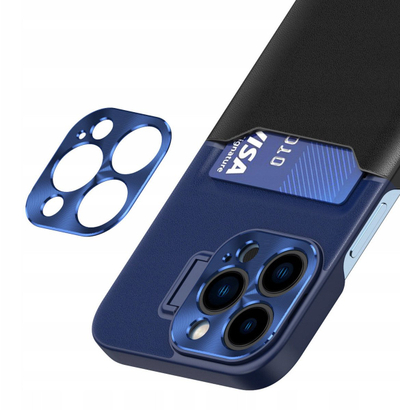 Maskë lëkure Hurtel për Samsung Galaxy S23 Ultra, me portofol kartash, me stand, blu