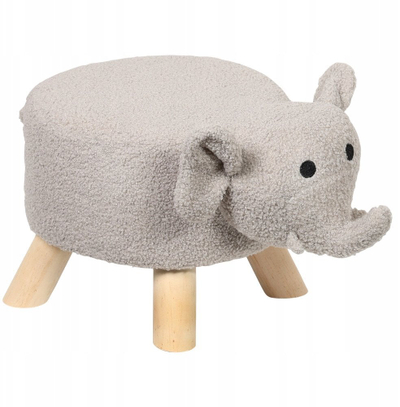 Tabure fëmijësh elefant, 47 x 25 x 25 cm, këmbë druri, gri