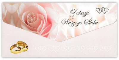 Kartolinë dasme Wedding Card Envelope, format DL, me zarf, rozë me të artë