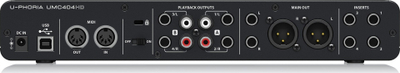 Interfejs audio USB Behringer U-PHORIA UMC404HD, 4 hyrje 4 dalje, 24 bit 192 kHz, i zi