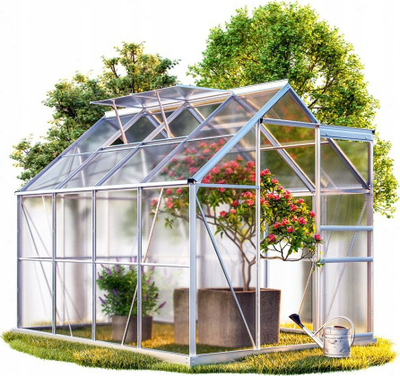 Serë kopshti Funfit Garden, polikarbonat 7.2 m², skelet alumini, ngjyrë argjendtë