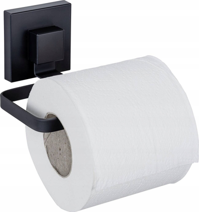 Mbajtëse letre higjienike Wenko Vacuum-Loc Quadro, montim pa shpim, inox, e zezë