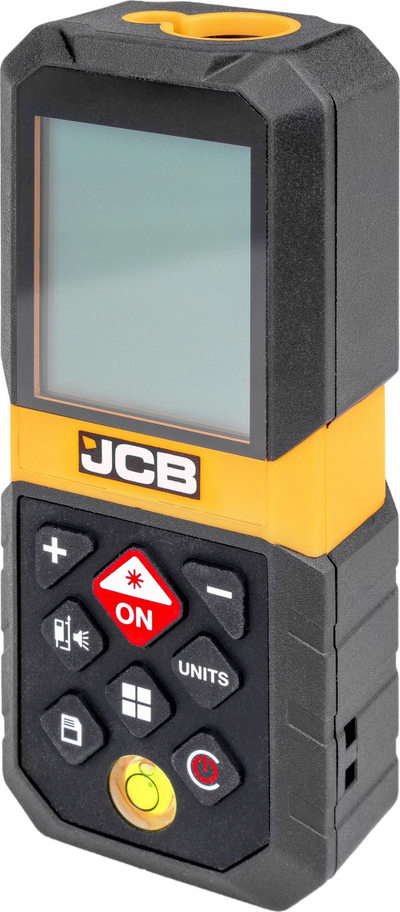 Matës distance me lazer JCB Digital LCD, 65m, ekran LCD, i verdhë