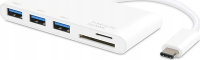 USB hub dhe card reader Vivanco IT-USBCCRHUB3, USB-C, 3x USB 3.1, i bardhë