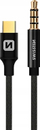 Kabllo audio Swissten Textile, USB C në 3.5 mm, 1.5 m, e zezë