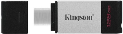 USB Kingston DataTraveler 80 - 128GB, i zi / argjendtë