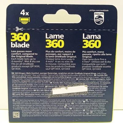 Tehe zëvendsuese Philips OneBlade 360, set me 4 copa, lime green charcoal grey