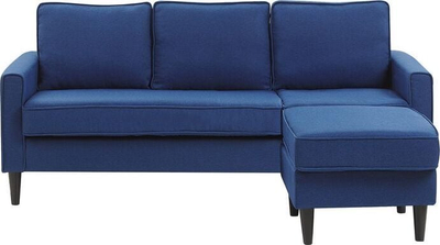 Divan Beliani Avesta, 3 vende, me ottoman, blu navy