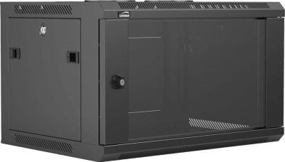 Kabinet muri Caymon WPR406R/B, 19" 6U, derë xhami, gri e errët