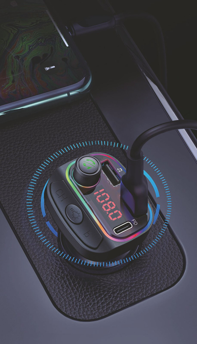 Transmiter Swissten FM RGB, 12.0V - 24.0V, USB-C dhe USB-A, 15.5W, i zi