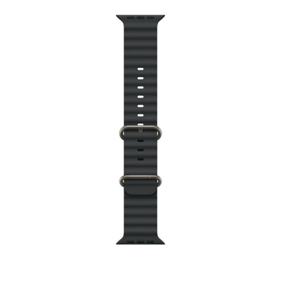 Apple Watch 49mm Band, Black Ocean Band, Natural Titanium Finish