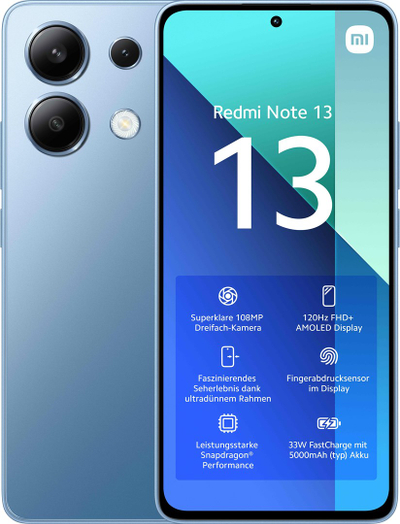 Телефон Xiaomi Redmi Note 13, 128GB, 6GB RAM, Ice Blue