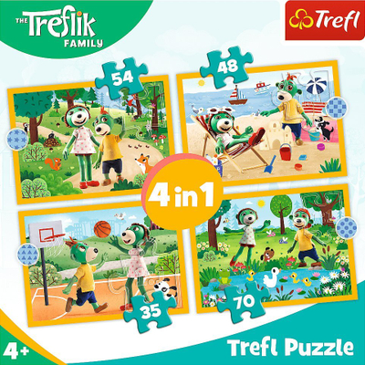 Puzzle Trefl 4in1 Trefliks on Vacation, 207 copëza, shumëngjyrësh