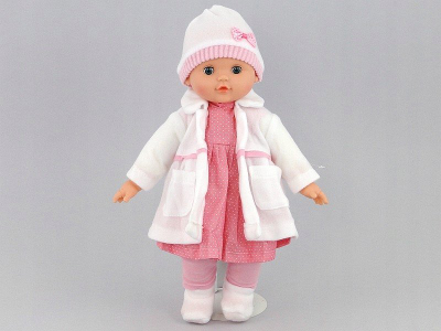 Kukull bebe Adar, 40cm, me zë që flet edhe këndon, rozë e bardhë