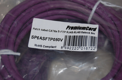 Kabllo rrjeti PremiumCord CAT6a S-FTP, RJ45, 5m, vjollcë