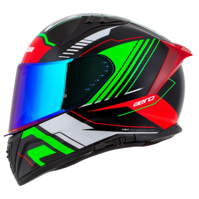 Helmetë moto Cassida Aero DROM, integrale, vizor dielli, e zezë pearl e kuqe jeshile e bardhë