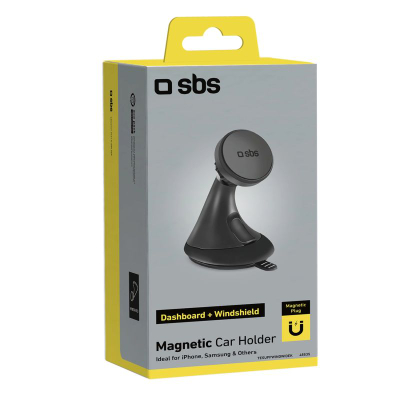 Mbajtës magnetik për makinë SBS Mobile Wide, për panel e xham, i zi