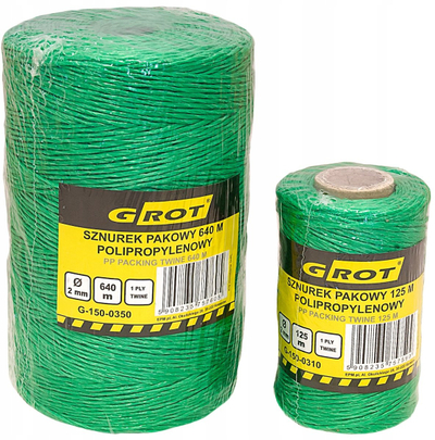 Litar lidhës Polypropylene Packing Twine 2MM 640MB, 2 mm, një shtresor, jeshil