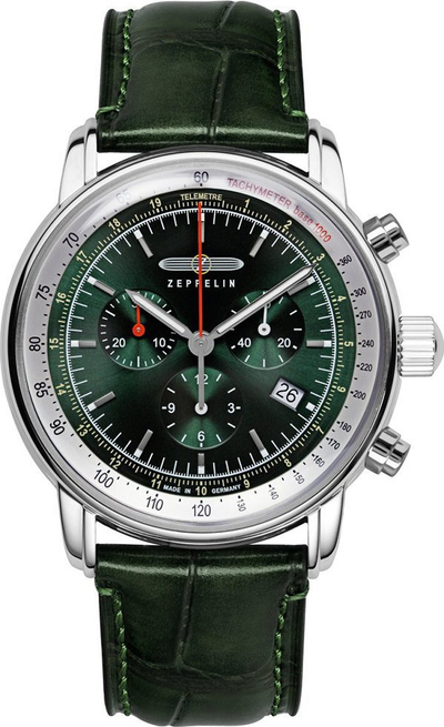 Orë dore Zeppelin 8888-4 LZ 14 Marine, kronograf kuarc 42mm, e zezë
