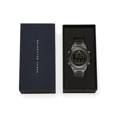 Orë digjitale retro Daniel Wellington, gri