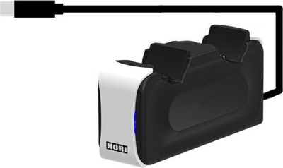 Stacion karikimi Hori Dual Charging Station për leva PS5 DualSense, mban në karikim 2 leva, bardh e zi