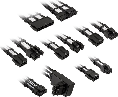 Set zgjatues kabllosh Kolink Core Pro 12VHWPR Type 1, kabllo 16AWG, krehëra kabllosh, i zi e i bardhë