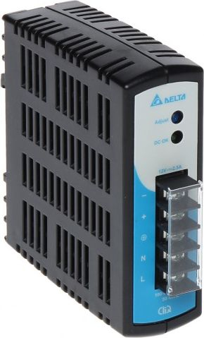 Furnizim energjie Delta DRP-012V030W-1AZ, 12V 2.5A, për shinë DIN, ngjyrë e zezë