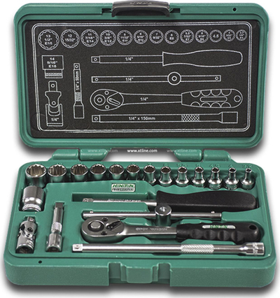 Set veglash Honiton H1120, 20 pjesë, çelësa tubash 1/4", kuti plastike