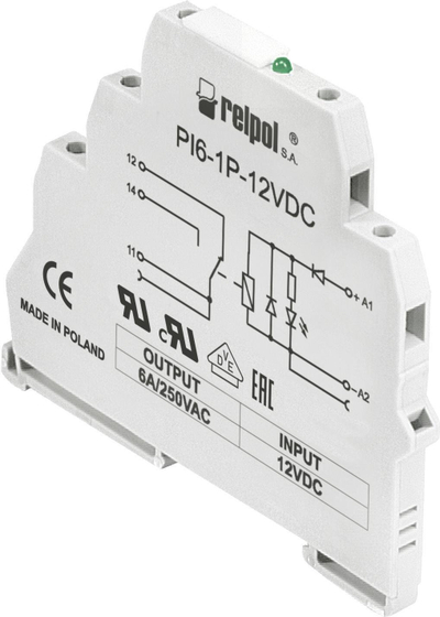 Rele ndërfaqësore Relpol PI6-1P-12VDC, 6A, 12V DC