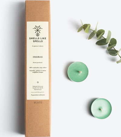 Qirinj tea light Smells Like Spells Freyr, soje natyrale, set me 6 copë, jeshil