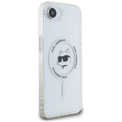 Заштитна маска за телефон Karl Lagerfeld IML Choupette Head за iPhone 16E 6.1", MagSafe, бела