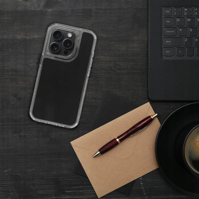 Mbrojtëse telefoni Futera Matrix për iPhone 16 Pro, kornizë e tejdukshme, panel mbrapa, e zezë