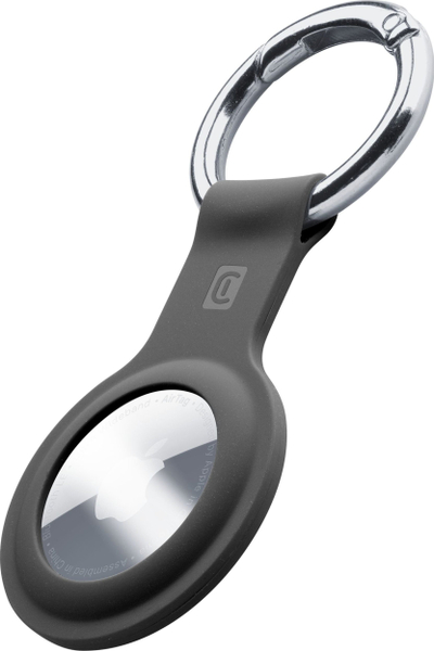 Mbajtëse çelësash për AirTag Cellularline AirTag Key Ring, silikon, e zezë