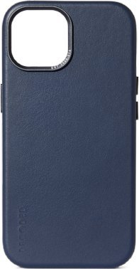 Kapotë telefoni Decoded iPhone 15 Leather Back Cover, lëkurë, MagSafe, blu navy